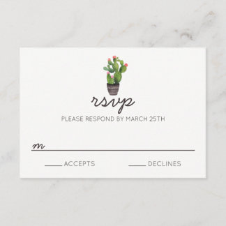 Pink Floral Cactus - RSVP Card