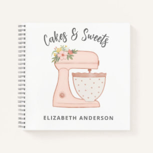 Pink Floral Cake Mixer Bakery Notebook