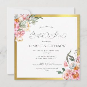 Pink Floral Calligraphy Bridal Shower Invitation