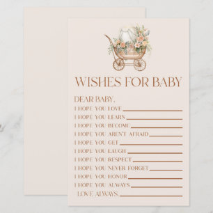 Pink Floral Carriage Wishes For Baby Shower Game