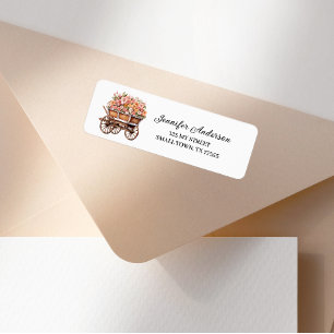 Pink Floral Cart Cute Fun Address