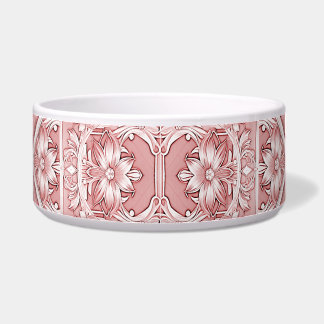 Pink Floral Ceramic Pet Bowl