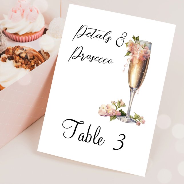 Pink Floral Champagne Bridal Shower Party Table Number (Creator Uploaded)
