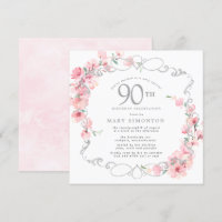 Pink Floral Cherry Blossom 90th Birthday Party