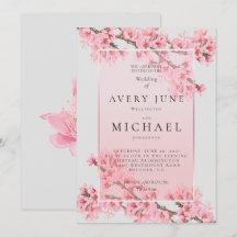 Pink floral cherry blossom wedding