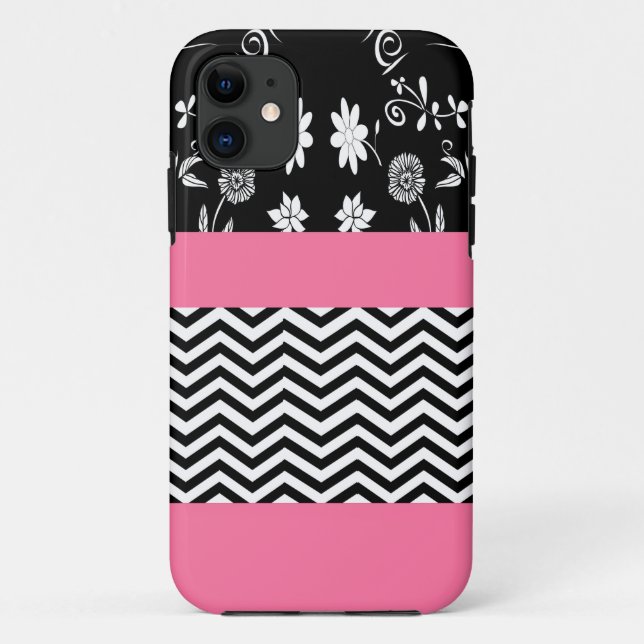 pink floral chevron Case-Mate iPhone case (Back)