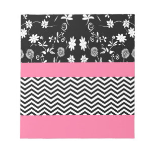 pink floral chevron notepad