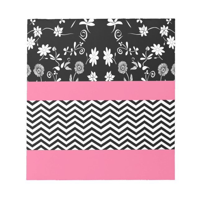 pink floral chevron notepad (Front)
