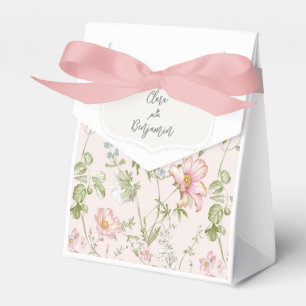 Pink Floral Chinoiserie Wedding Favor Box