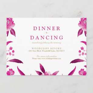 Pink floral Chinoiserie Wedding reception Enclosure Card