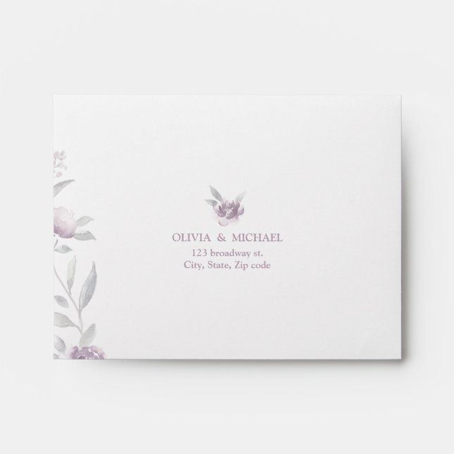 Pink floral Chinoiserie Wedding RSVP Envelope (Front)