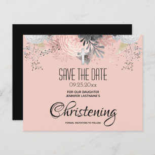 Pink Floral Christening Save the Date Budget