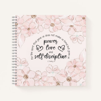 Pink Floral Christian Bible Scripture Faith Quote Notebook