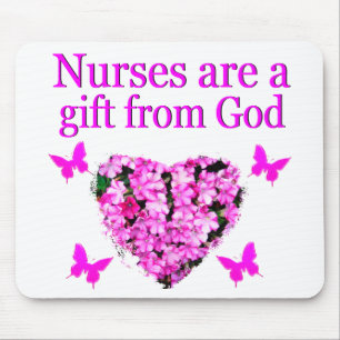 PINK FLORAL CHRISTIAN NURSE DESIGN MOUSE PAD