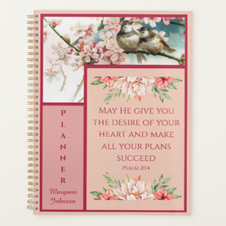 Pink Floral Christian Planner avec oiseaux
