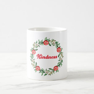 Pink Floral Christmas Wreath Coffee Mug-Kindness Mug