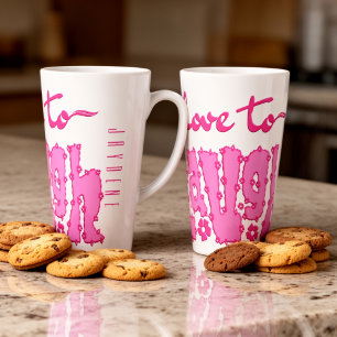 Pink Floral Chunky Text Slogan With Name Latte Mug