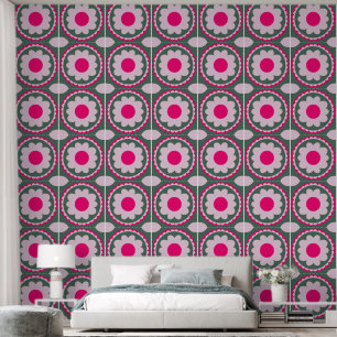 Pink Floral Circle Green Wallpaper