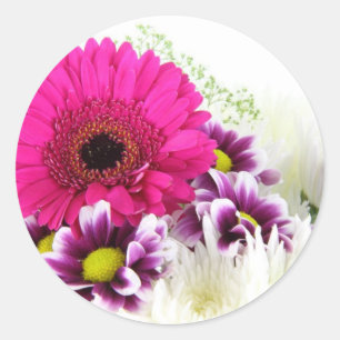 pink floral classic round sticker