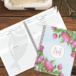 Pink Floral Cookbook Personalized Notebook