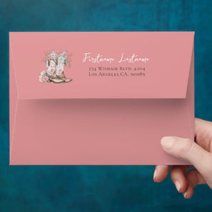 Pink Floral Cowgirl Boots and Greenery Bay Shower Envelope
