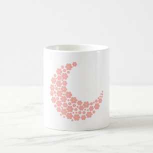 Pink Floral Crescent Moon – Boho Minimalist Moon  Coffee Mug