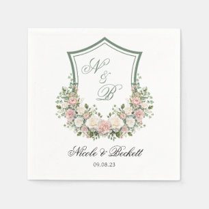 Pink Floral Crest Napkin