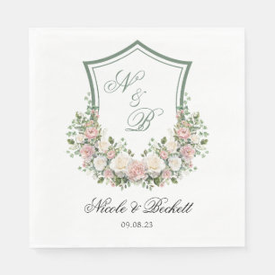 Pink Floral Crest Napkin