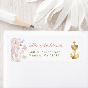 Pink Floral Cross Baptism Christening Address