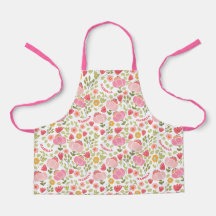 Pink Floral Custom Name Girls Apron