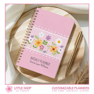 Pink Floral Customizable Planner