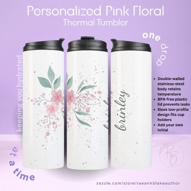 Pink Floral Customized Thermal Tumbler (Creator Uploaded)