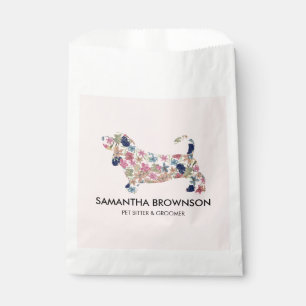 Pink Floral Dachshund Dog Pet Favour Bag
