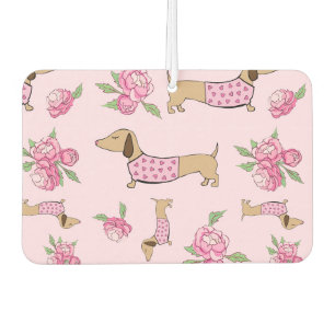 Pink Floral Dachshund Wiener Dog Themed Air Freshener