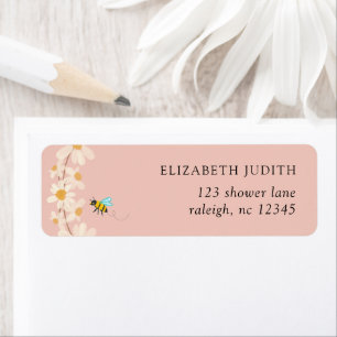 Pink Floral Daisy Bees Baby shower Adresse de reto