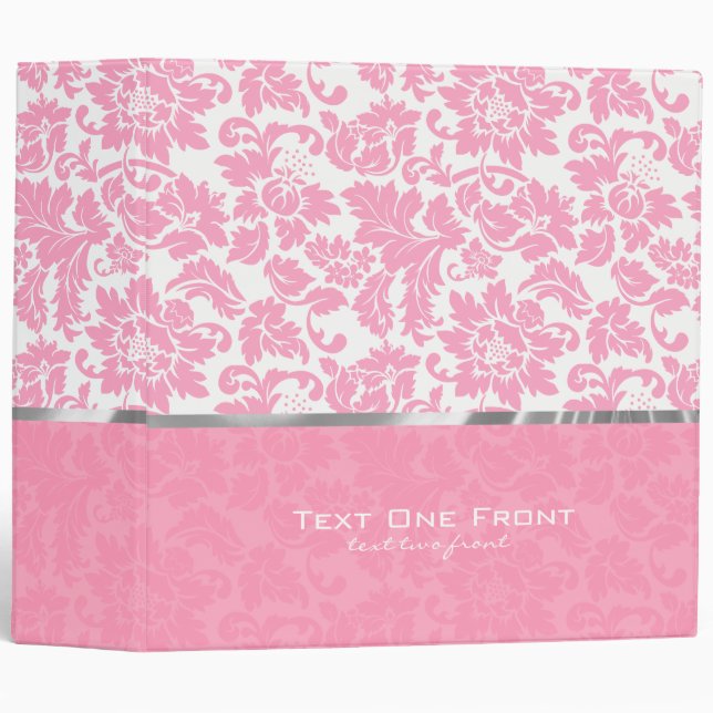 Pink Floral Damask Binder (Front/Spine)