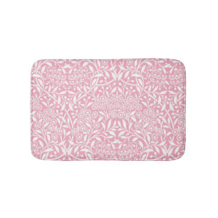 Pink Floral Damask Pattern Bath Mat