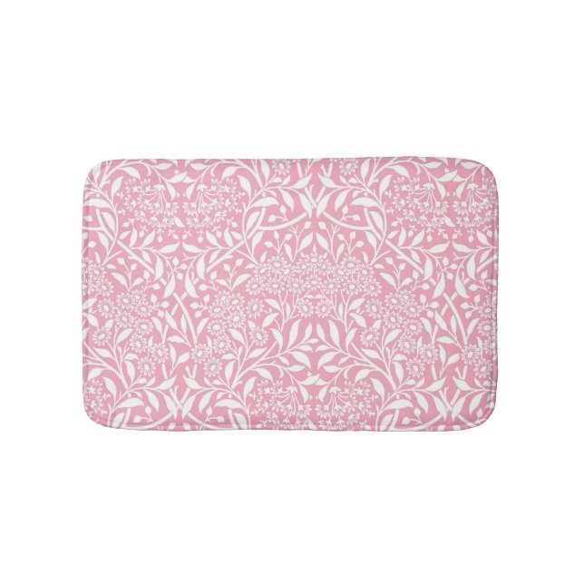 Pink Floral Damask Pattern Bath Mat (Front)