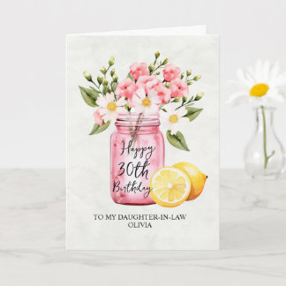 Pink Floral Daughter In Law 30th Birthday Card