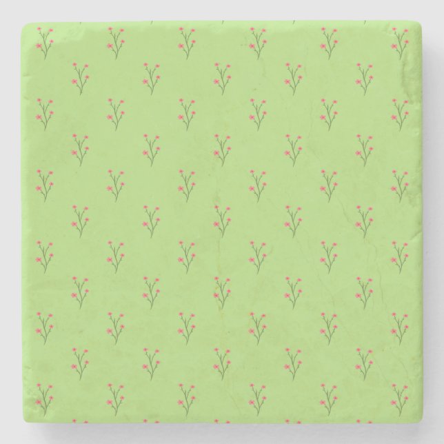 Pink Floral Decorative Pillows Stone Coaster (Front)