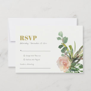 PINK FLORAL DESERT CACTI FOLIAGE WATERCOLOR RSVP CARD