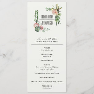 PINK FLORAL DESERT CACTI WEDDING CEREMONY PROGRAM