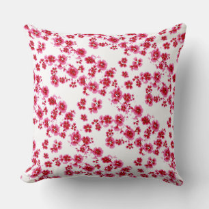 Pink Floral Design Throw Pillow