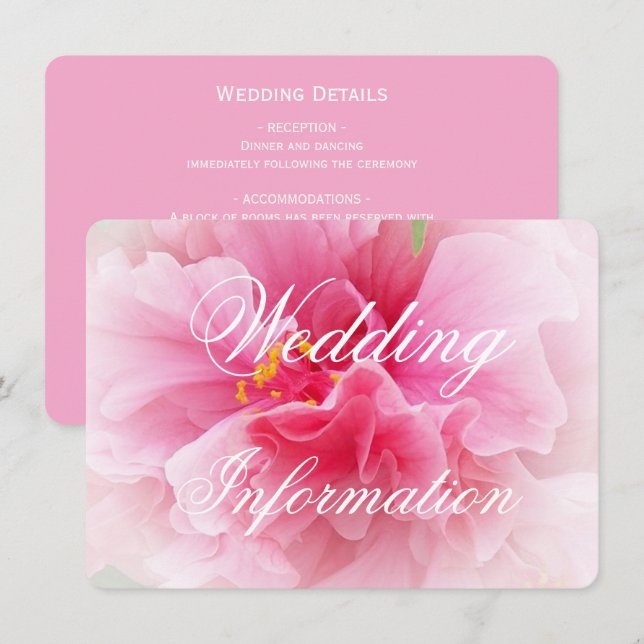 Pink Floral Design Wedding Enclosure Card (Front/Back)