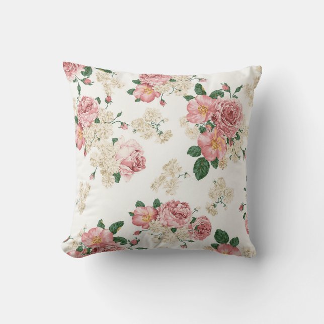 Pink Floral Designer Pillows - Customized Gifts (Front)