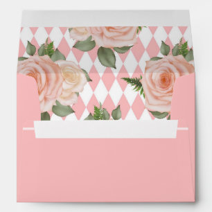 Pink Floral Diamond Pattern Self Addressed Envelope