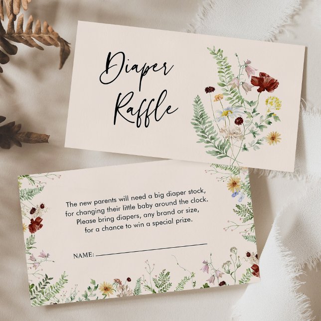 Pink Floral Diaper Raffle Baby Shower Insert Card (Creator Uploaded)