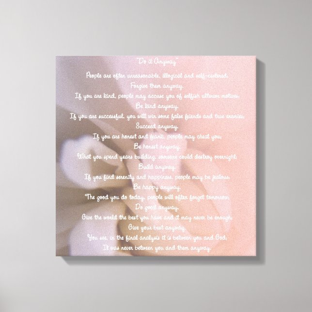 Pink Floral "Do It Anyway" Canvas Print (Front)