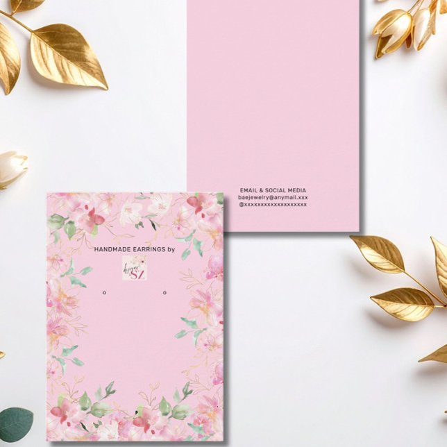 Pink Floral Earring Display Holder Card (Creator Uploaded)