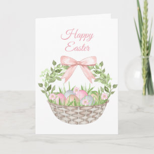 Pink Floral Easter Basket Thank You Card